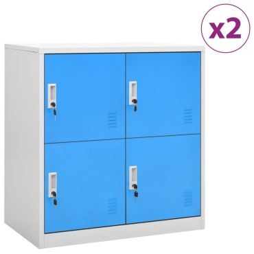 vidaXL Φοριαμοί 2 τεμ. Ανοιχτό Γκρι/Μπλε 90x45x92,5cm Ατσάλινοι