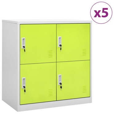 vidaXL Φοριαμοί 5 τεμ. Ανοιχτό Γκρι/Πράσινο 90x45x92,5cm Ατσάλινοι