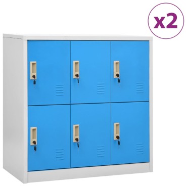 vidaXL Φοριαμοί 2 τεμ. Ανοιχτό Γκρι/Μπλε 90x45x92,5cm Ατσάλινοι