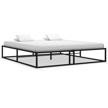 vidaXL Πλαίσιο Κρεβατιού Μαύρο 140x200cm Μεταλλικό 1 τεμ. - Διπλό