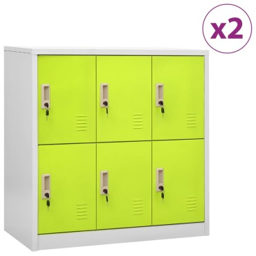 vidaXL Φοριαμοί 2 τεμ. Ανοιχτό Γκρι/Πράσινο 90x45x92,5cm Ατσάλινοι