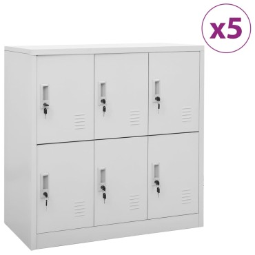 vidaXL Φοριαμοί 5 τεμ. Ανοιχτό Γκρι 90x45x92,5cm Ατσάλινοι