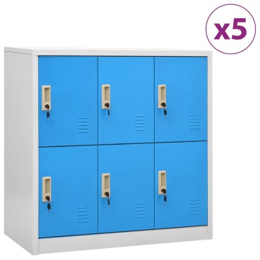 vidaXL Φοριαμοί 5 τεμ. Ανοιχτό Γκρι/Μπλε 90x45x92,5cm Ατσάλινοι