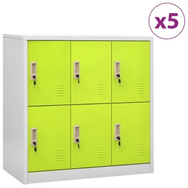 vidaXL Φοριαμοί 5 τεμ. Ανοιχτό Γκρι/Πράσινο 90x45x92,5cm Ατσάλινοι