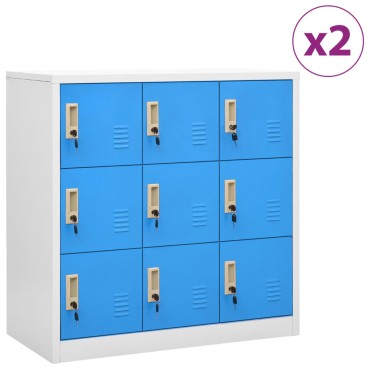 vidaXL Φοριαμοί 2 τεμ. Ανοιχτό Γκρι/Μπλε 90x45x92,5cm Ατσάλινοι