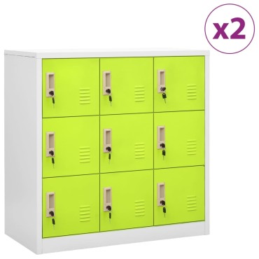 vidaXL Φοριαμοί 2 τεμ. Ανοιχτό Γκρι/Πράσινο 90x45x92,5cm Ατσάλινοι