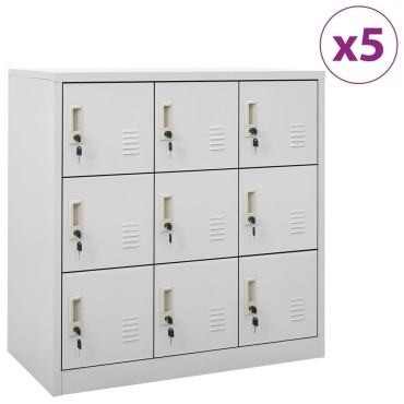 vidaXL Φοριαμοί 5 τεμ. Ανοιχτό Γκρι 90x45x92,5cm Ατσάλινοι