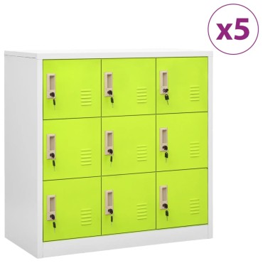 vidaXL Φοριαμοί 5 τεμ. Ανοιχτό Γκρι/Πράσινο 90x45x92,5cm Ατσάλινοι