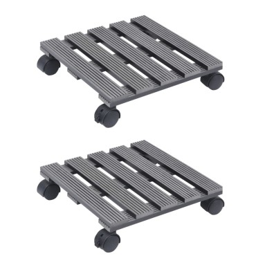 vidaXL Βάσεις για Γλάστρες με Ρόδες 2 τεμ. Γκρι 30x30x7,5 εκ. από WPC