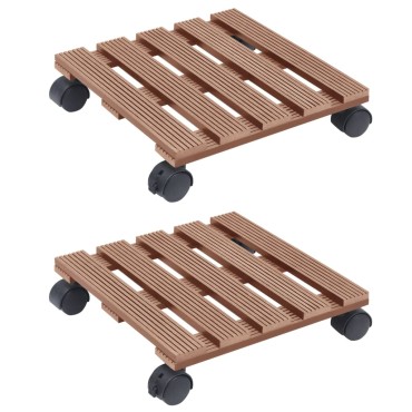 vidaXL Βάσεις για Γλάστρες με Ρόδες 2 τεμ. Καφέ 30x30x7,5 εκ. από WPC