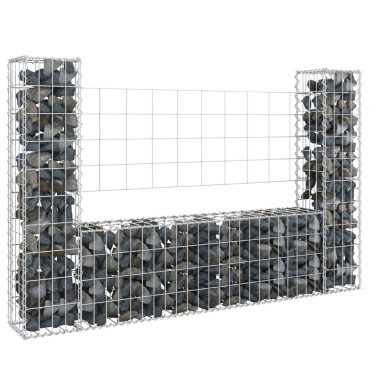 vidaXL Συρματοκιβώτιο σε U Σχήμα με 2 Στύλους 140x20x100cm Σιδερένιο