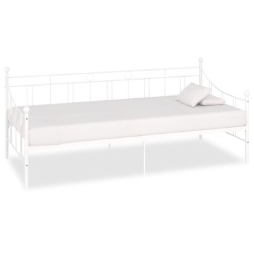 vidaXL Πλαίσιο για Καναπέ - Κρεβάτι Λευκό 90x200cm Μεταλλικό 1 τεμ. - Μονό
