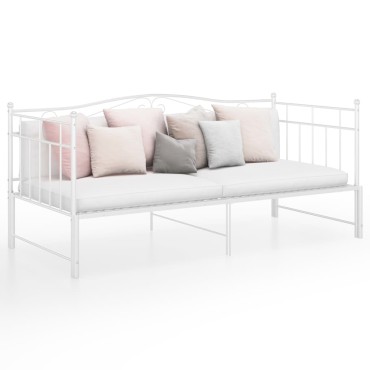 vidaXL Πλαίσιο για Καναπέ - Κρεβάτι Λευκό 90x200cm Μεταλλικό 1 τεμ. - Μονό