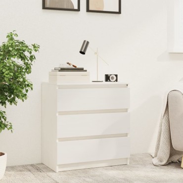 vidaXL Κομοδίνο Λευκό 60x36x64cm από Μασίφ Ξύλο Πεύκου 1 τεμ.