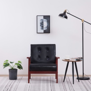 vidaXL Πολυθρόνα Μαύρη από Συνθετικό Δέρμα 64,5x67x73,5cm 1 τεμ.