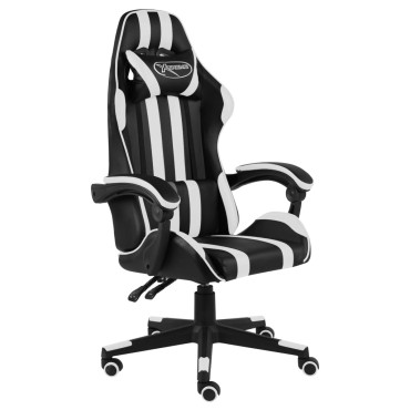 vidaXL Καρέκλα Racing Μαύρο / Λευκό από Συνθετικό Δέρμα 35x41cm 1 τεμ.