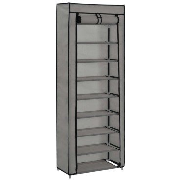 vidaXL Παπουτσοθήκη με Κάλυμμα Γκρι 57x29x162cm Υφασμάτινη