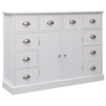 vidaXL Ντουλάπι με 10 Συρτάρια Λευκό 113x30x79cm από Ξύλο 1 τεμ.