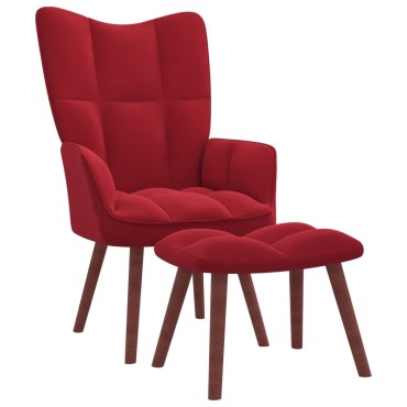 vidaXL Πολυθρόνα Relax Μπορντό Βελούδινη με Σκαμπό 61,5x69x95,5cm 1 τεμ.