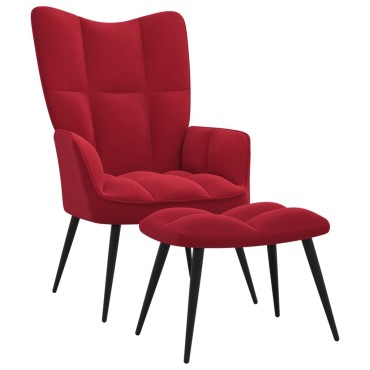 vidaXL Πολυθρόνα Relax Μπορντό Βελούδινη με Σκαμπό 61x70x96,5cm 1 τεμ.