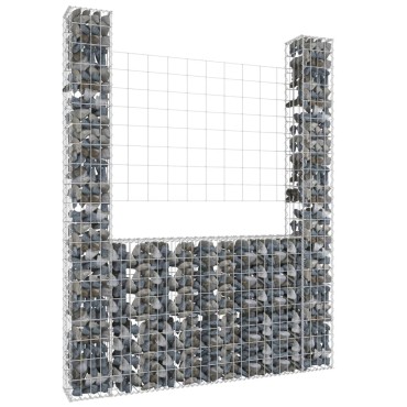 vidaXL Συρματοκιβώτιο σε U Σχήμα με 2 Στύλους 140x20x200cm Σιδερένιο