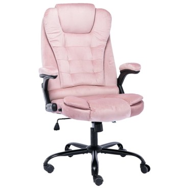 vidaXL Καρέκλα Γραφείου Ροζ Βελούδινη 67x71x(110-119)cm 1 τεμ.