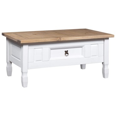 vidaXL Τραπέζι Σαλονιού Μεξικ. Στιλ Corona Λευκό 100x55x44cm Πεύκο 1 τεμ.