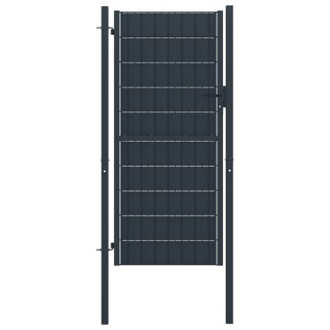 vidaXL Πόρτα Περίφραξης Ανθρακί 100 x 204 εκ. από PVC / Ατσάλι