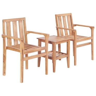 vidaXL Σετ Επίπλων Bistro 3 τεμ. από Μασίφ Ξύλο Teak 40x40x50cm