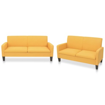 vidaXL Σετ Σαλονιού 2 τεμ. Κίτρινο Υφασμάτινο 135x65x76cm  Διθέσιος Τριθέσιος