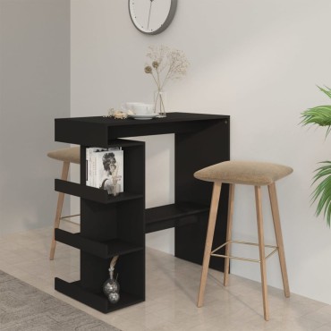 vidaXL Τραπέζι Μπαρ με Ράφια Μαύρο 100x50x101,5cm Επεξ. Ξύλο 1 τεμ.