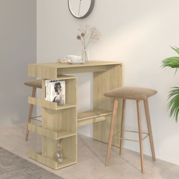 vidaXL Τραπέζι Μπαρ με Ράφια Sonoma Δρυς 100x50x101,5cm Επεξ. Ξύλο 1 τεμ.