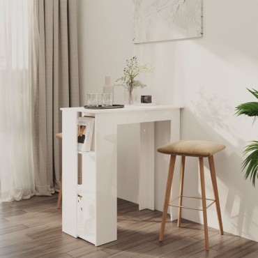vidaXL Τραπέζι Κονσόλα με Ράφι Γυαλ. Λευκό 102x50x103,5cm Επεξ. Ξύλο 1 τεμ.