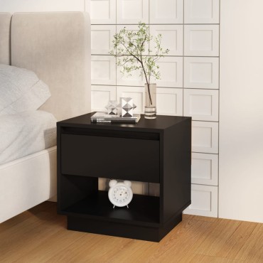 vidaXL Κομοδίνο Μαύρο 45x34x44cm από Μοριοσανίδα 1 τεμ.
