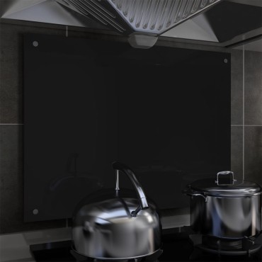 vidaXL Πλάτη Κουζίνας Μαύρη 80 x 60 εκ. από Ψημένο Γυαλί