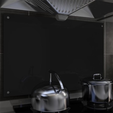 vidaXL Πλάτη Κουζίνας Μαύρη 90 x 60 εκ. από Ψημένο Γυαλί