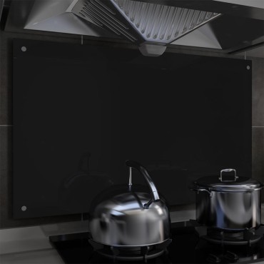 vidaXL Πλάτη Κουζίνας Μαύρη 100 x 60 εκ. από Ψημένο Γυαλί