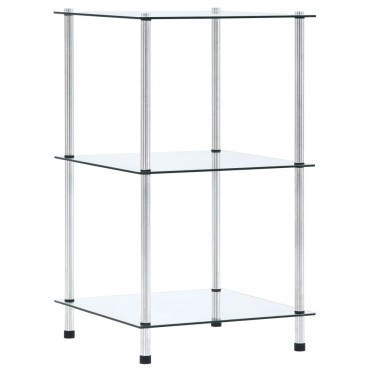 vidaXL Ράφι Διαφανές 3 Επιπέδων 40x40x67cm από Ψημένο Γυαλί 1 τεμ.