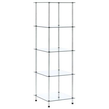vidaXL Ράφι Διαφανές 5 Επιπέδων 40x40x130cm από Ψημένο Γυαλί 1 τεμ.