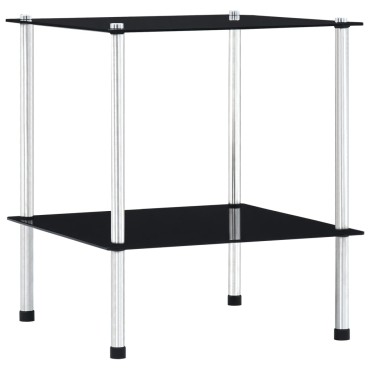 vidaXL Ραφιέρα 2 Επιπέδων Μαύρη 40x40x47cm από Ψημένο Γυαλί 1 τεμ.