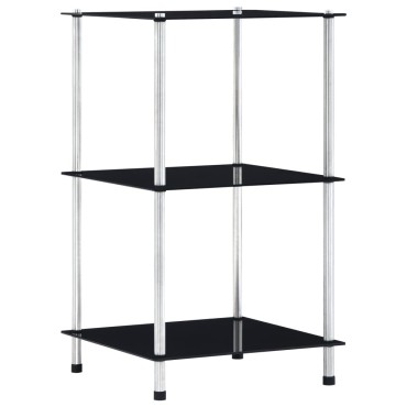 vidaXL Ράφι Διαφανές 3 Επιπέδων Μαύρο 40x40x67cm από Ψημένο Γυαλί 1 τεμ.