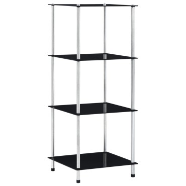 vidaXL Τραπεζάκι Σαλονιού 4 Επιπέδων Μαύρο 40x40x100cm Ψημ. Γυαλί 1 τεμ.
