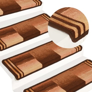 vidaXL Πατάκια Σκάλας Αυτοκόλλητα 15 τεμ. Καφέ 65x21x4 εκ.
