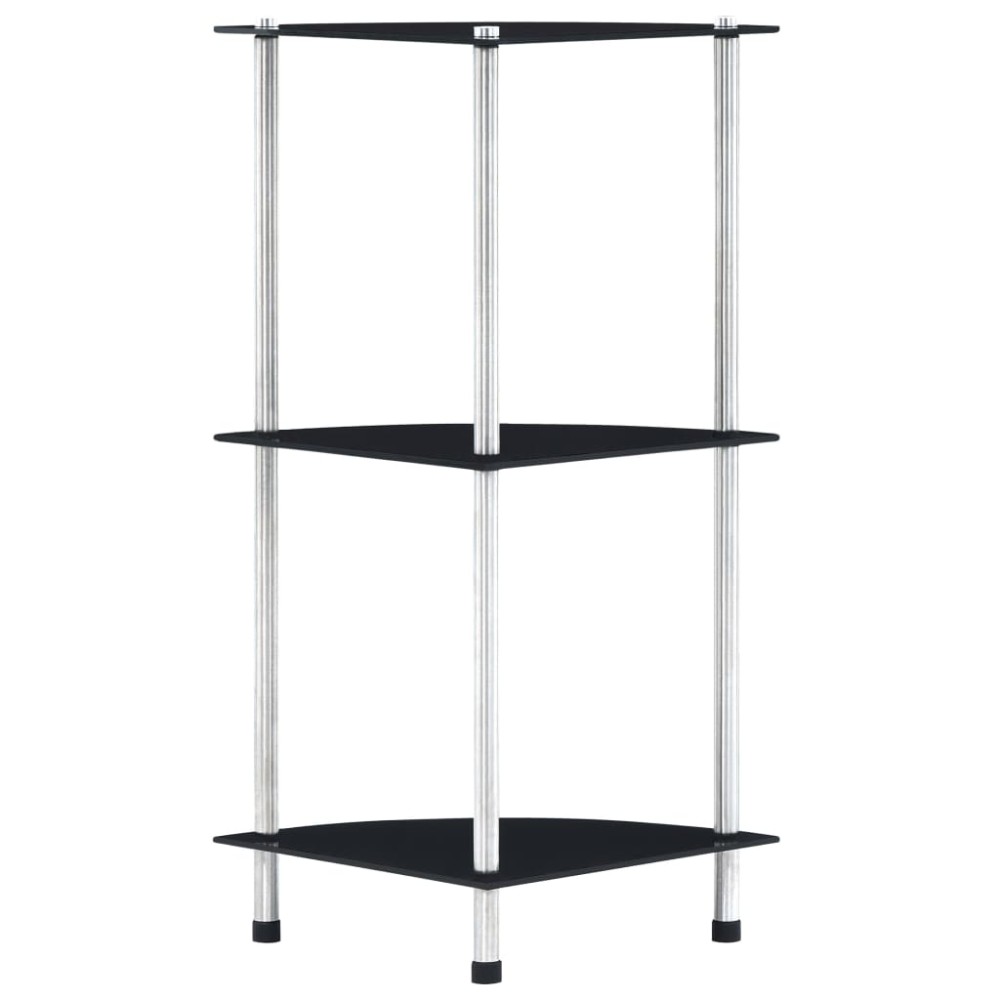 vidaXL Ράφι Διαφανές 3 Επιπέδων Μαύρο 30x30x67cm από Ψημένο Γυαλί 1 τεμ.