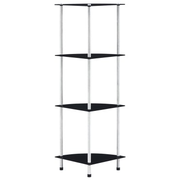 vidaXL Τραπεζάκι Σαλονιού 4 Επιπέδων Μαύρο 30x30x100cm Ψημ. Γυαλί 1 τεμ.