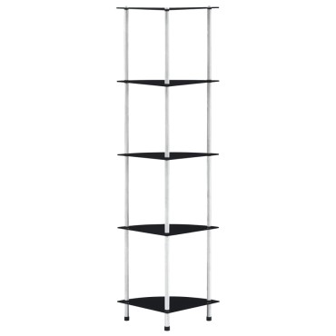 vidaXL Ράφι Διαφανές 5 Επιπέδων Μαύρο 30x30x130cm Ψημένο Γυαλί 1 τεμ.