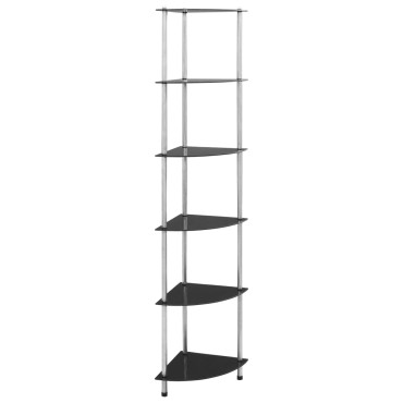 vidaXL Ραφιέρα 6 Επιπέδων Μαύρη 30x30x160cm από Ψημένο Γυαλί 1 τεμ.