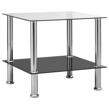vidaXL Τραπέζι Βοηθητικό Διαφανές 45x50x45cm από Ψημένο Γυαλί 1 τεμ.