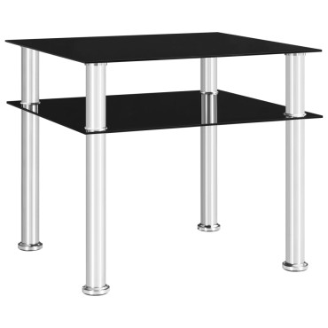 vidaXL Τραπέζι Βοηθητικό Μαύρο 45x50x45cm από Ψημένο Γυαλί 1 τεμ.