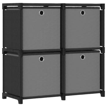 vidaXL Ραφιέρα με 4 Κύβους & Κουτιά Μαύρη 69x30x72,5cm Υφασμάτινη 1 τεμ.